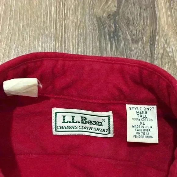 LL‎ Bean vintage Chamois Heavy Weight Flannel Shirt Red button up Men’s XL-TALL - Picture 3 of 14